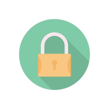 asma kilit daire gölge düz simgesi