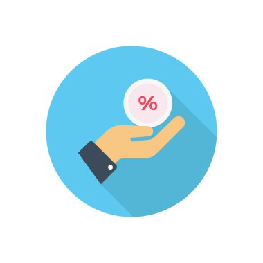 İndirim çemberi gölge düz simgesi