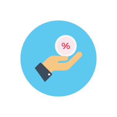 indirimli vektör dairesi düz simgesi