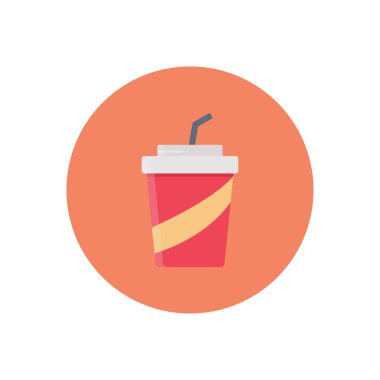 Kağıt bardak vektör daire düz simgesi