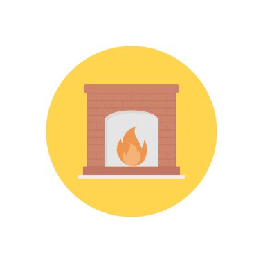 şömine vektör dairesi düz simgesi