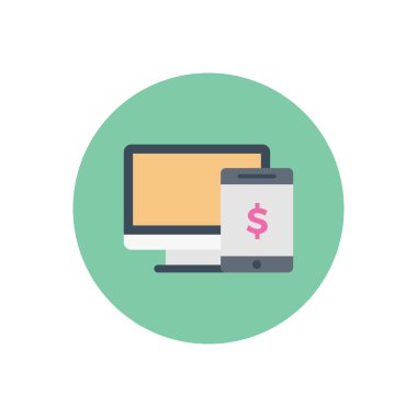 e bankacılık vektör dairesi düz simgesi