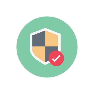 Güvenlik vektör dairesi düz simgesi