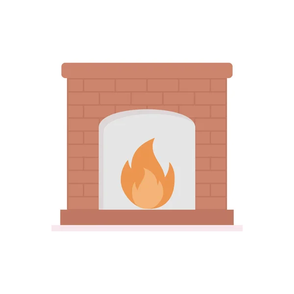 Fireplace Vector Flat Colour Icon — Stock Vector