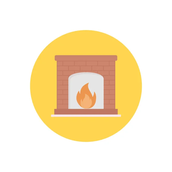 Fireplace Vector Circle Flat Icon — 스톡 벡터