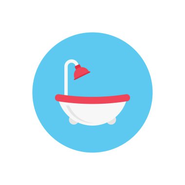 banyo vektör dairesi düz simgesi