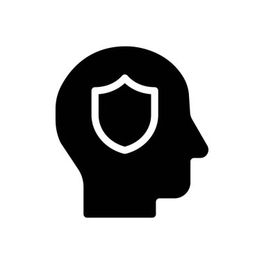 Güvenlik vektörü glyph düz simgesi