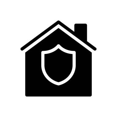 Güvenlik vektörü glyph düz simgesi