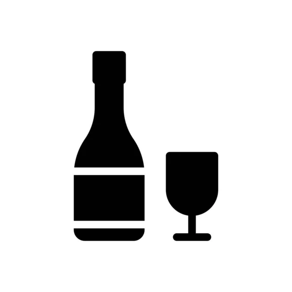 Wein Vektor Glyphen Flaches Symbol — Stockvektor