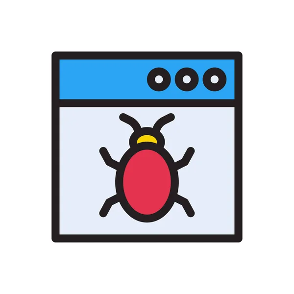 Bug Vector Line Color Icon — Stock Vector