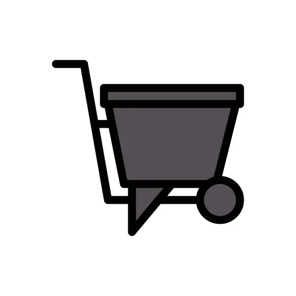 Hand Truck Vector Kleur Lijn Pictogram — Stockvector