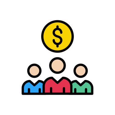 takım çalışması vektör renk çizgisi simgesi