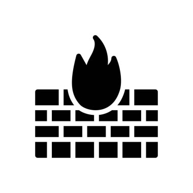 Güvenlik vektörü glyph düz simgesi