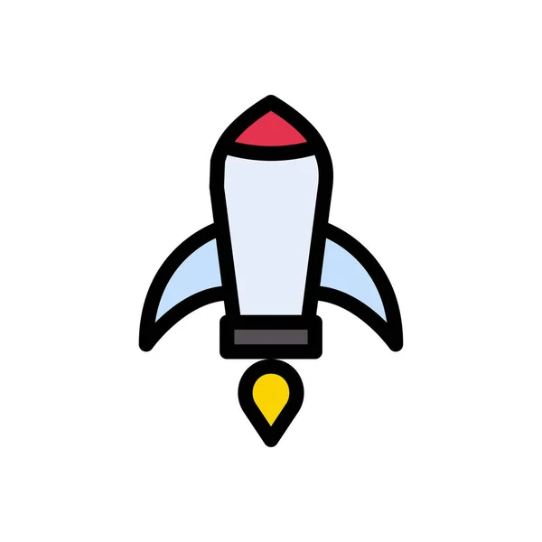 Spaceship Vector Color Line Icon — Stock Vector