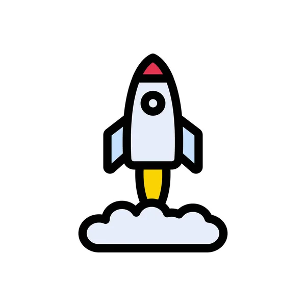 Spaceship Vector Color Line Icon — Stock Vector