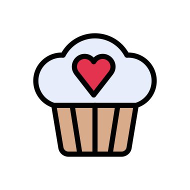 cupcake vektör renk çizgisi simgesi