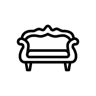 kanepe vektörü ince çizgi simgesi