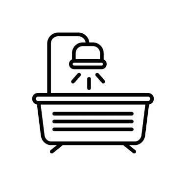 küvet vektörü ince çizgi simgesi