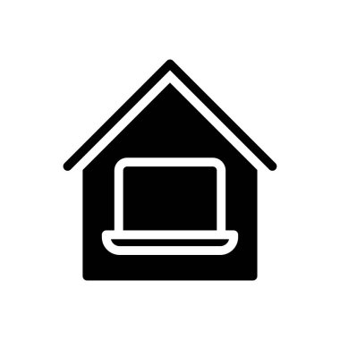 ev vektörü glyph düz simgesi