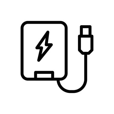 şarj vektörü ince çizgi simgesi