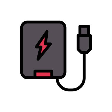 şarj vektörü renk çizgisi simgesi