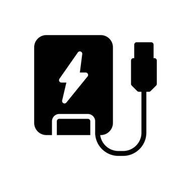 şarj vektörü glyph düz simgesi