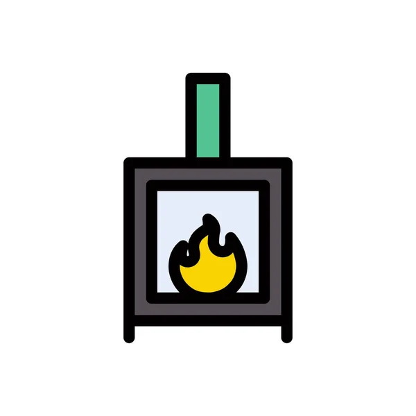 Schoorsteen Vector Kleur Lijn Pictogram — Stockvector