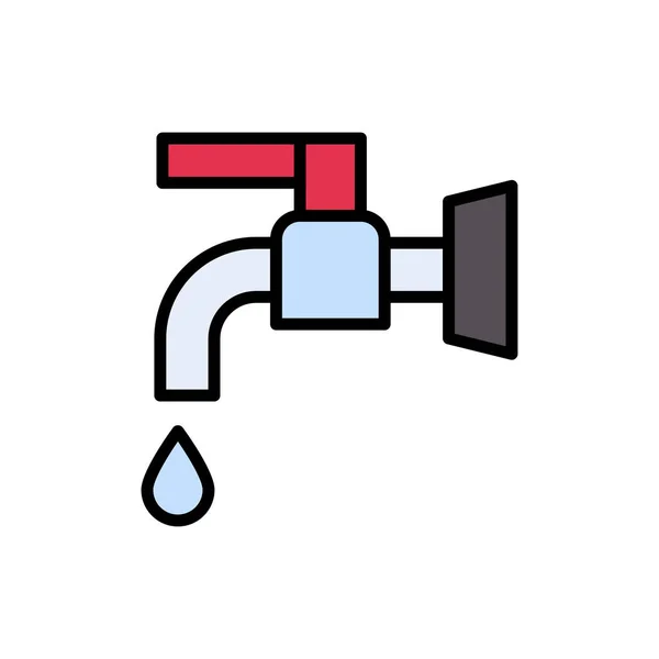 Wasserhahn Vektor Farbe Linie Symbol — Stockvektor