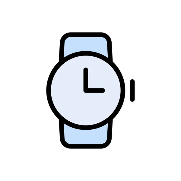 Horloge Vector Kleur Lijn Pictogram — Stockvector