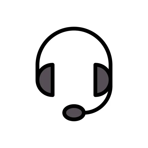 Headphone Vector Color Line Icon — Stock Vector