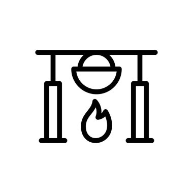 Barbekü vektörü ince çizgi simgesi 