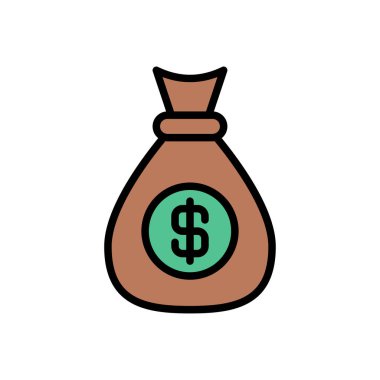 çanta vektör renk çizgisi simgesi 