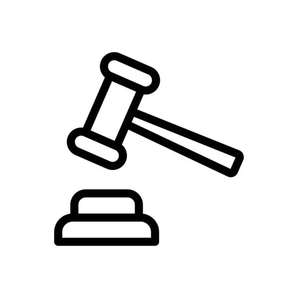 Gavel Vector Thin Line Icon — Stock Vector