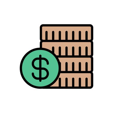 Sikkeler vektör renk çizgisi simgesi 