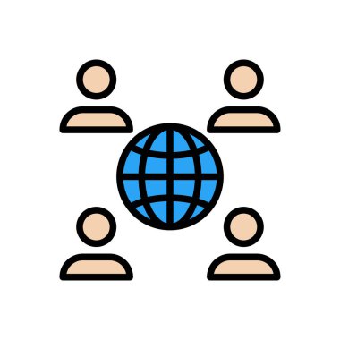 bağlantı vektörü renk çizgisi simgesi 