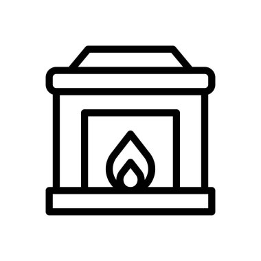 şömine vektörü ince çizgi simgesi 