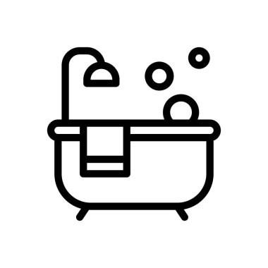 küvet vektörü ince çizgi simgesi