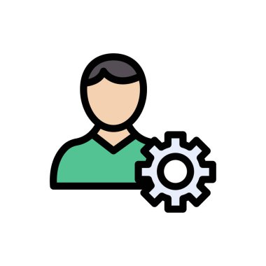 işçi vektör çizgisi renk simgesi