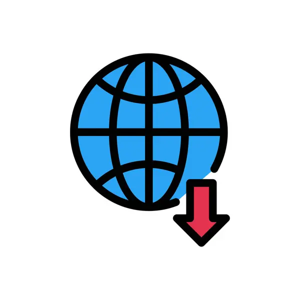 Globaler Vektor Farbe Linie Symbol — Stockvektor