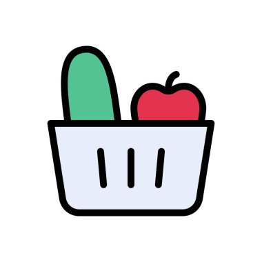 meyve vektörü renk çizgisi simgesi 