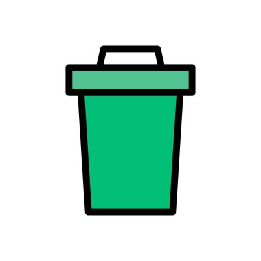 Çöp kutusu vektör renk çizgisi simgesi 