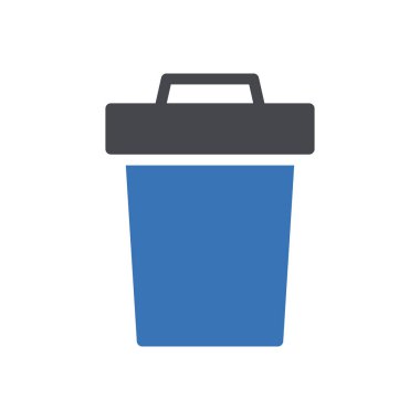 Çöp kutusu vektörü kabartma renk simgesi 