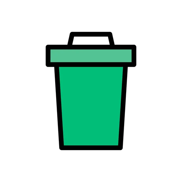 Dustbin Vector Color Line Icon — Stock Vector