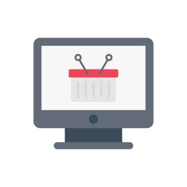 e ticaret vektörü düz renk simgesi