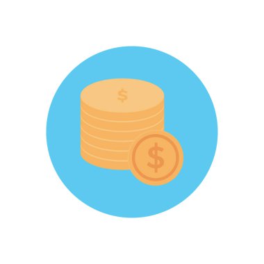 Sikkeler vektör dairesi düz simgesi