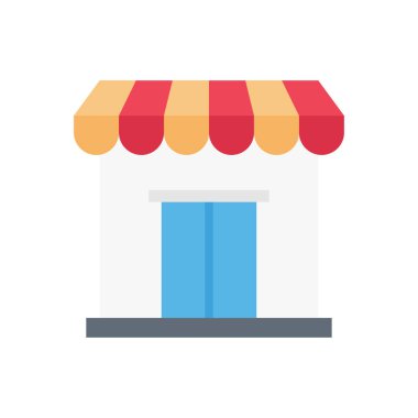 dükkan vektörü düz renk simgesi