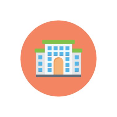 Otel vektör dairesi düz simgesi