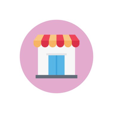 dükkan vektör dairesi düz simgesi