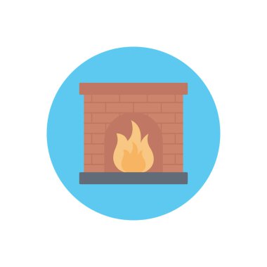 şömine vektör dairesi düz simgesi