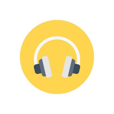 kulaklık vektör dairesi düz simgesi